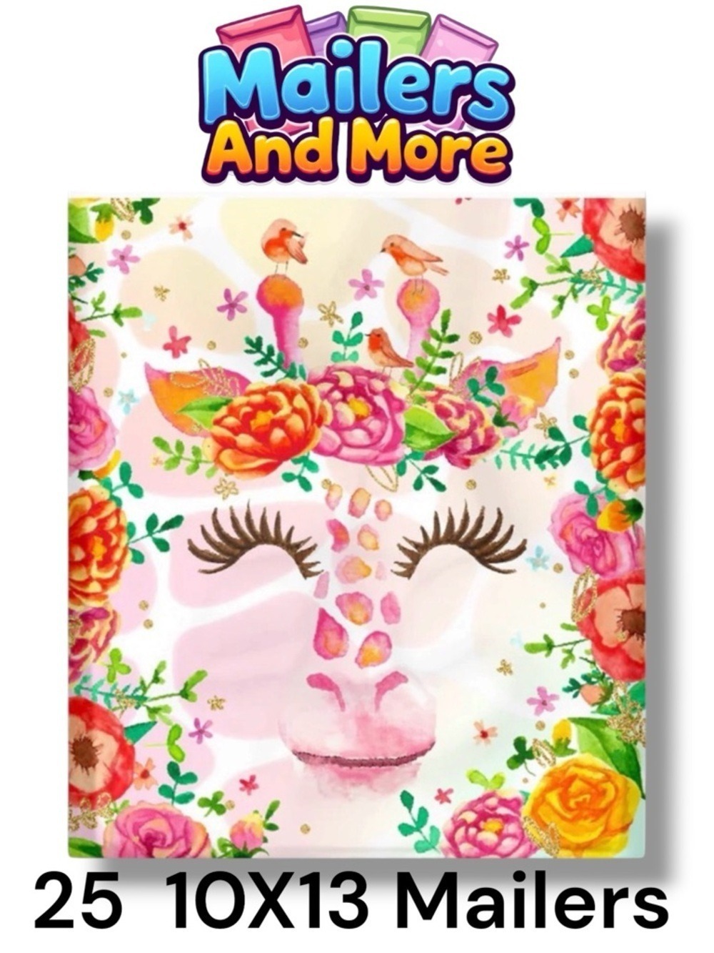25 10X13 Poly Mailers Cute Floral Giraffe, Shipping Envelopes PRICE IS FIRM